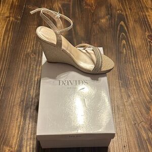 David's Bridal Glittering Gold Wedges